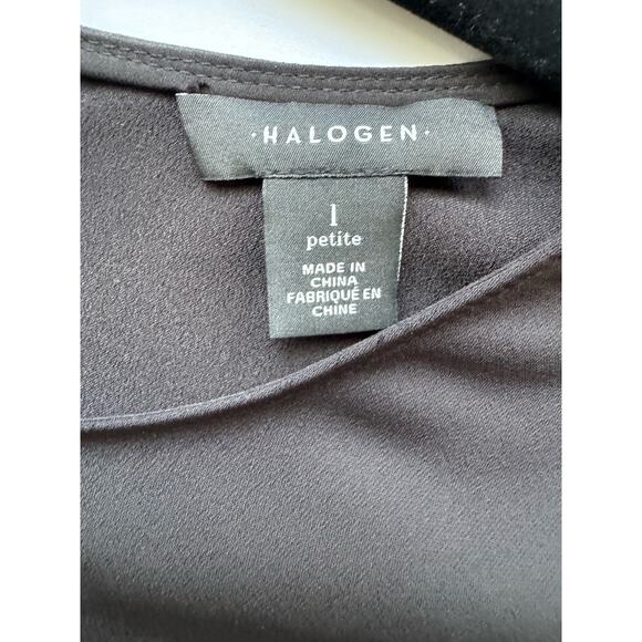 NWT Halogen Crew Neck Ruffle Hemline Black Long Sleeve Petite Dress Size L - Picture 4 of 5